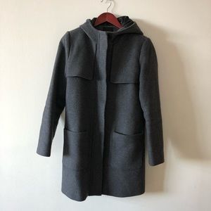 Gray winter coat with a hood